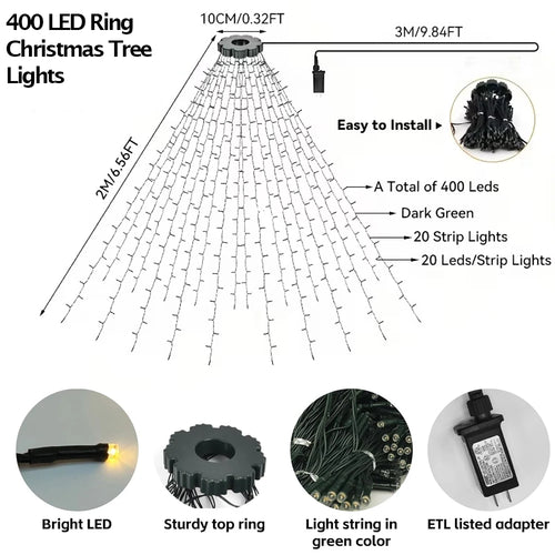 LED kalėdinė girlianda su 8 švietimo režimais
