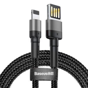 „Baseus Cafule“ dvipusis USB žaibo kabelis 1,5 A 2 m (pilkas + juodas)