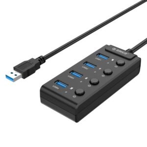 Orico USB 3.0. Hub su jungikliais, 4x USB (juoda)