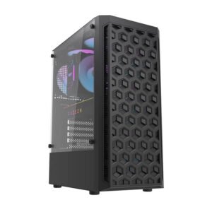 Kompiuterio dėklas Darkflash DK300M Micro-ATX su 3 ventiliatoriais (juodas)