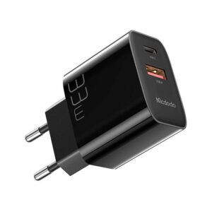 Sieninis įkroviklis Mcdodo CH-0922 USB + USB-C, 33W + USB-C laidas (juodas)