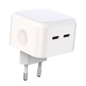 Sieninis įkroviklis XO L102, 2x USB-C, 35W (balta)