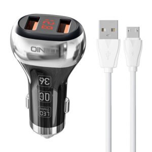 LDNIO C2 2USB automobilinis pakrovėjas + MicroUSB laidas