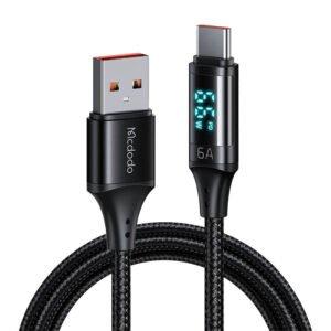 Laidas iš USB į USB-C Mcdodo CA-1080 su ekranu, 66 W, 6 A, 1,2 m (juodas)