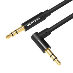 Kabelis Audio 90 laipsnių mini lizdas 3,5 mm AUX Vention BAKBD-T 0,5 m (juodas)