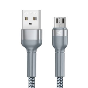 USB Micro Remax Jany Alloy kabelis, 1m, 2,4A (sidabras)