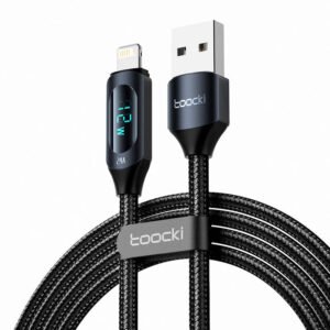 „Toocki“ įkrovimo laidas USB A-L, 1 m, 12 W (juodas)