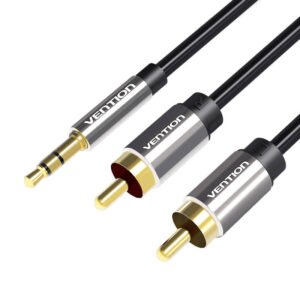 Garso kabelis nuo 3,5 mm iki 2x RCA ventiliacijos BCFBI 3 m juodas