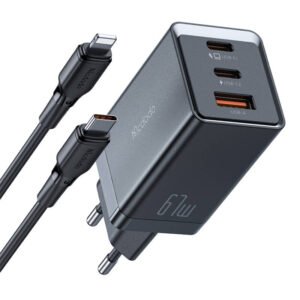 Mcdodo CH-1544 GaN sieninis įkroviklis, 2x USB-C, 1x USB, 67W + USB-C į USB-C laidas (juodas)