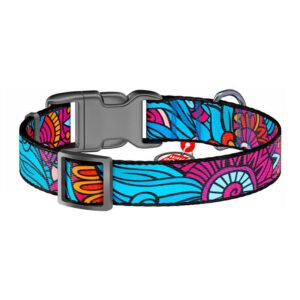 Nylon dog collar with QR code Waudog "Summer" size M