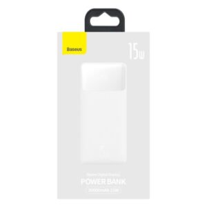 Išorinė baterija Power Bank Baseus Bipow 15W 30000mAh + MicroUSB 0.25m balta PPBD050202