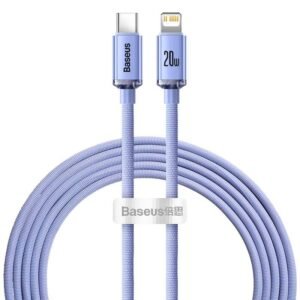 Baseus Crystal cable USB-C to Lightning, 20W, PD, 2m (violet)