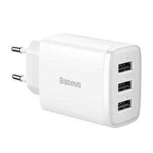 Baseus Compact Quick Charger, 3x USB, 17W (White)