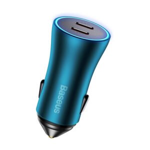 Baseus Golden Contactor Pro car charger, 2x USB-C, 40W (blue)