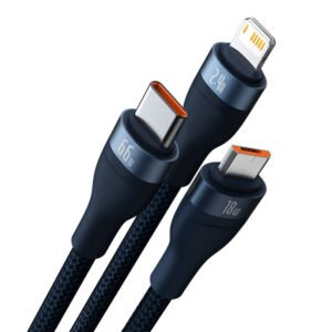 3in1 USB cable Baseus USB 3in1 Baseus Flash Series,  USB-C + Micro + Lightning 66W, 1.2m (blue)