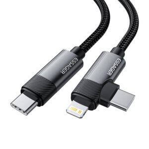 Cable USB Essager EXCTTL-WL0G-P USB-C to lightning+USB-C 65W 1m (gray)