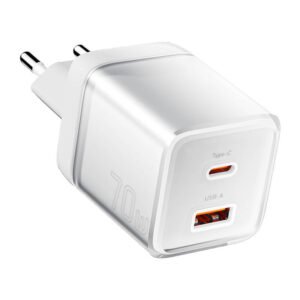 Wall charger Yueqi 70W GaN USB-C + USB-A (white)